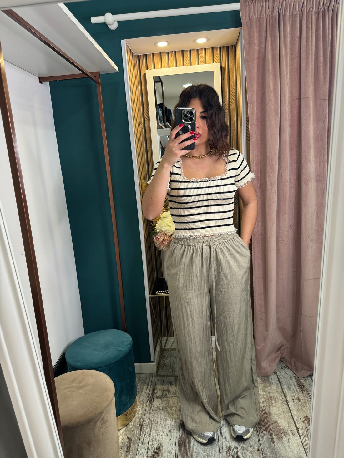 Top Fiore beige