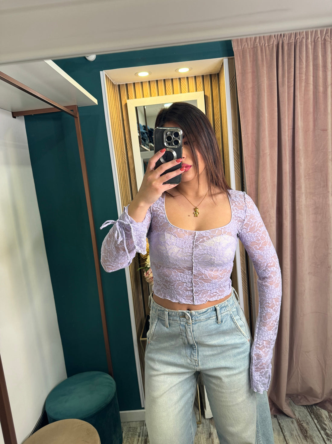 Top merletto lilla