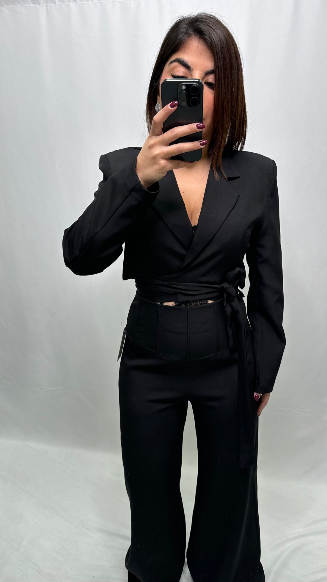 Blazer crop fiocco
