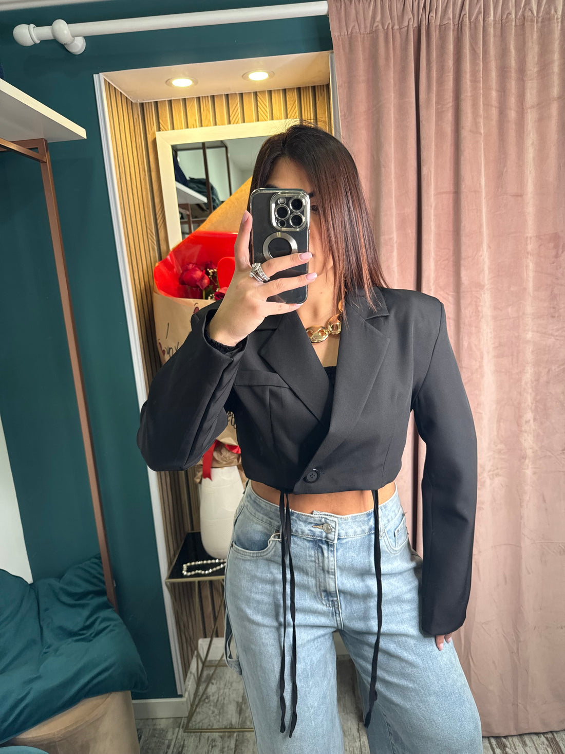 Blazer crop nero
