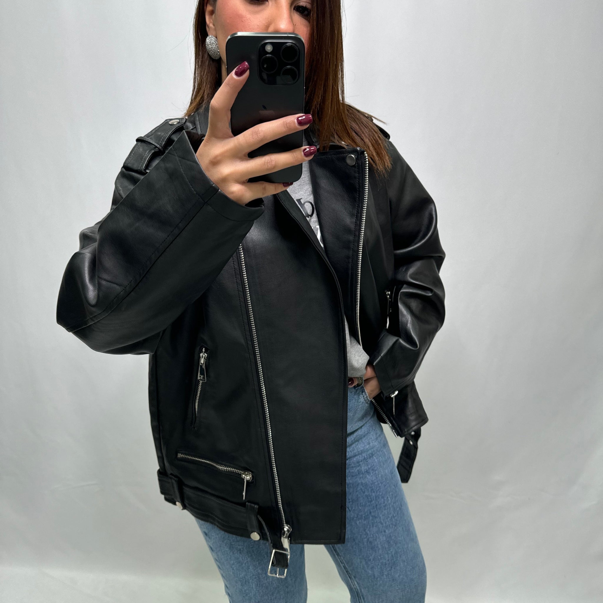 Biker ecopelle nero