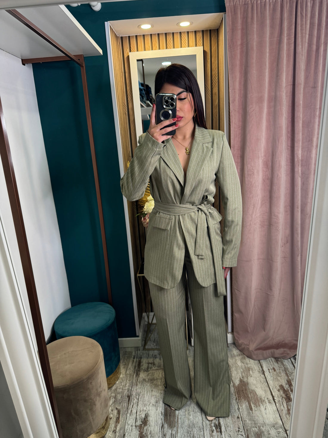 Tailleur Gessato Alba verde